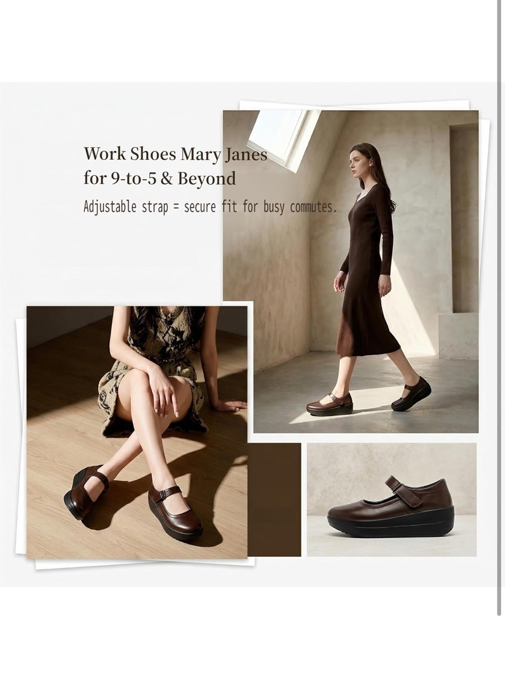 Mary Jane Shoes - Platform Wedge Round Toe Ankle Strap Comfortable 1237/1 - Picture 6 of 10